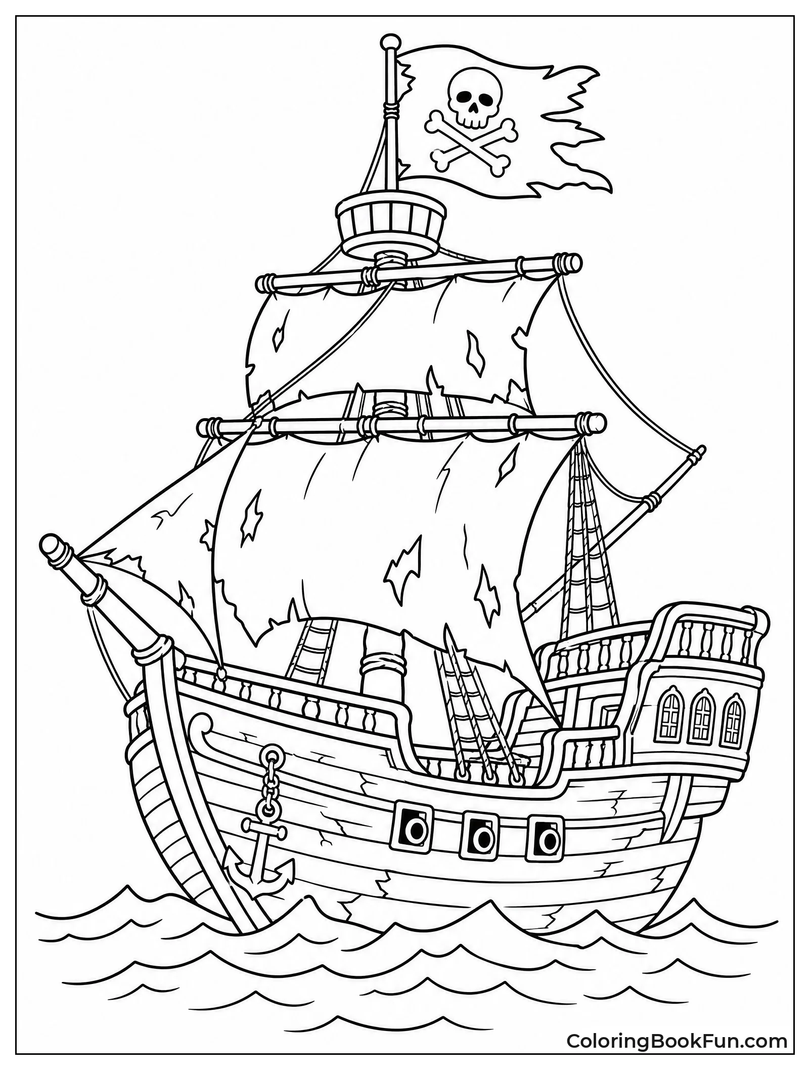 Old Weathered Pirate Ship at Sea