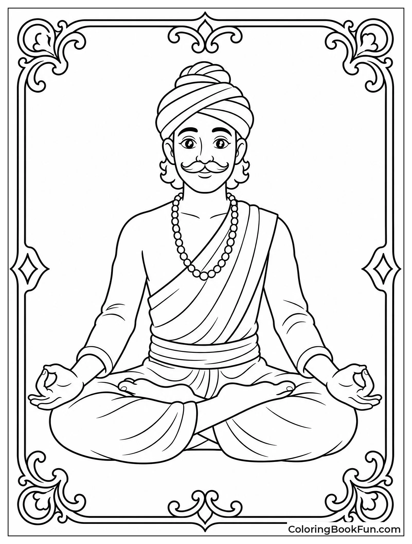 Yogi in Lotus with Vintage Border