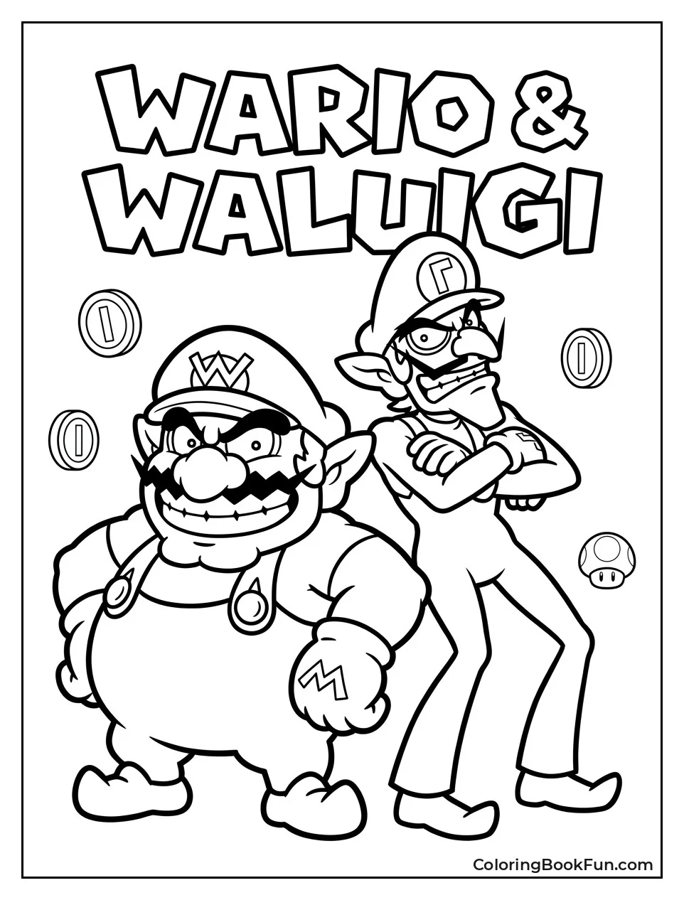 Wario Stands Back to Back with Waluigi
