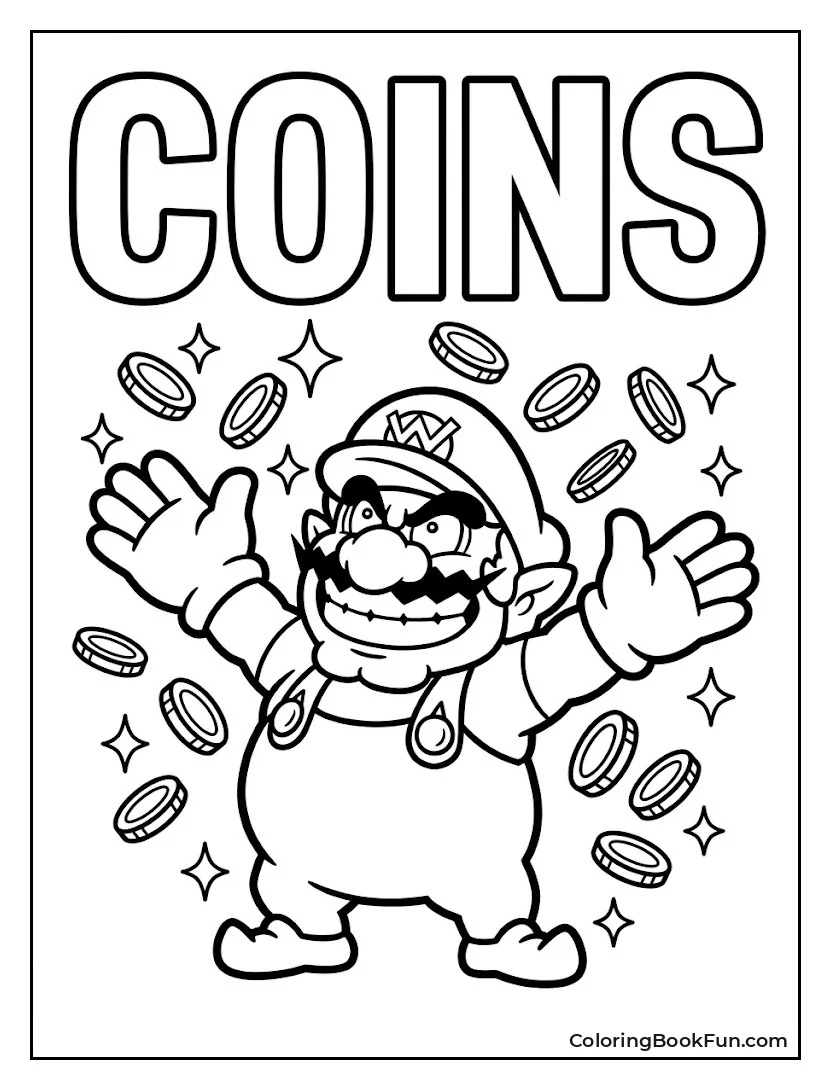 Wario Catches Falling Gold Coins