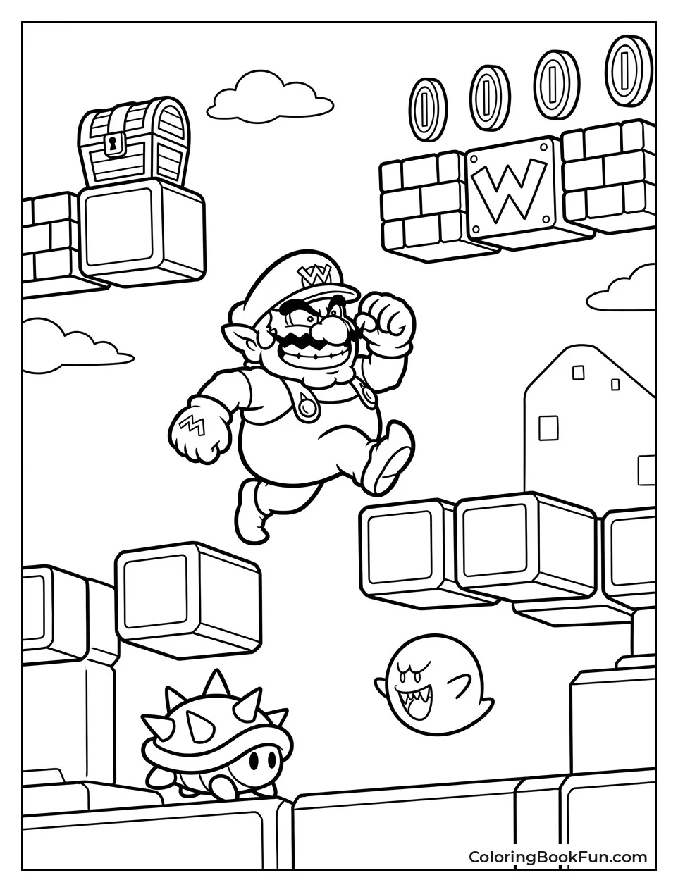 Wario Jumps Across Platforms