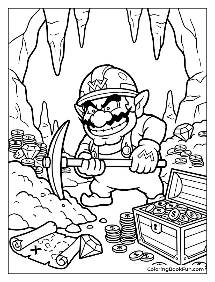 Wario Digs for Hidden Treasure
