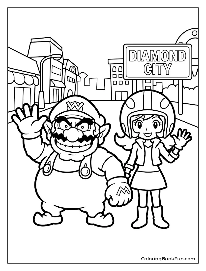 Wario and Mona Wave Hello
