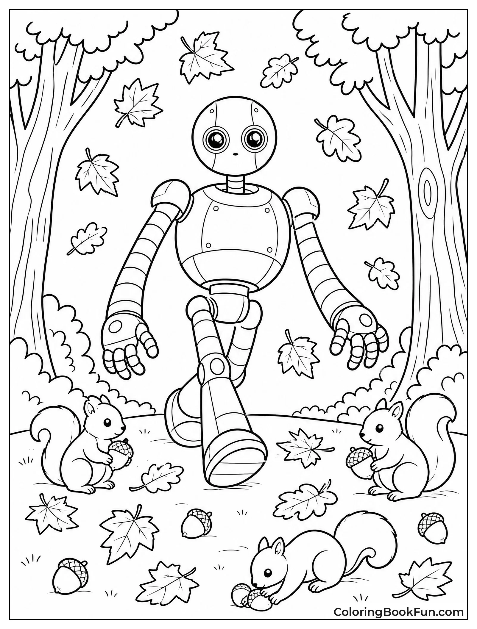 Roz Walks through Falling Leaves