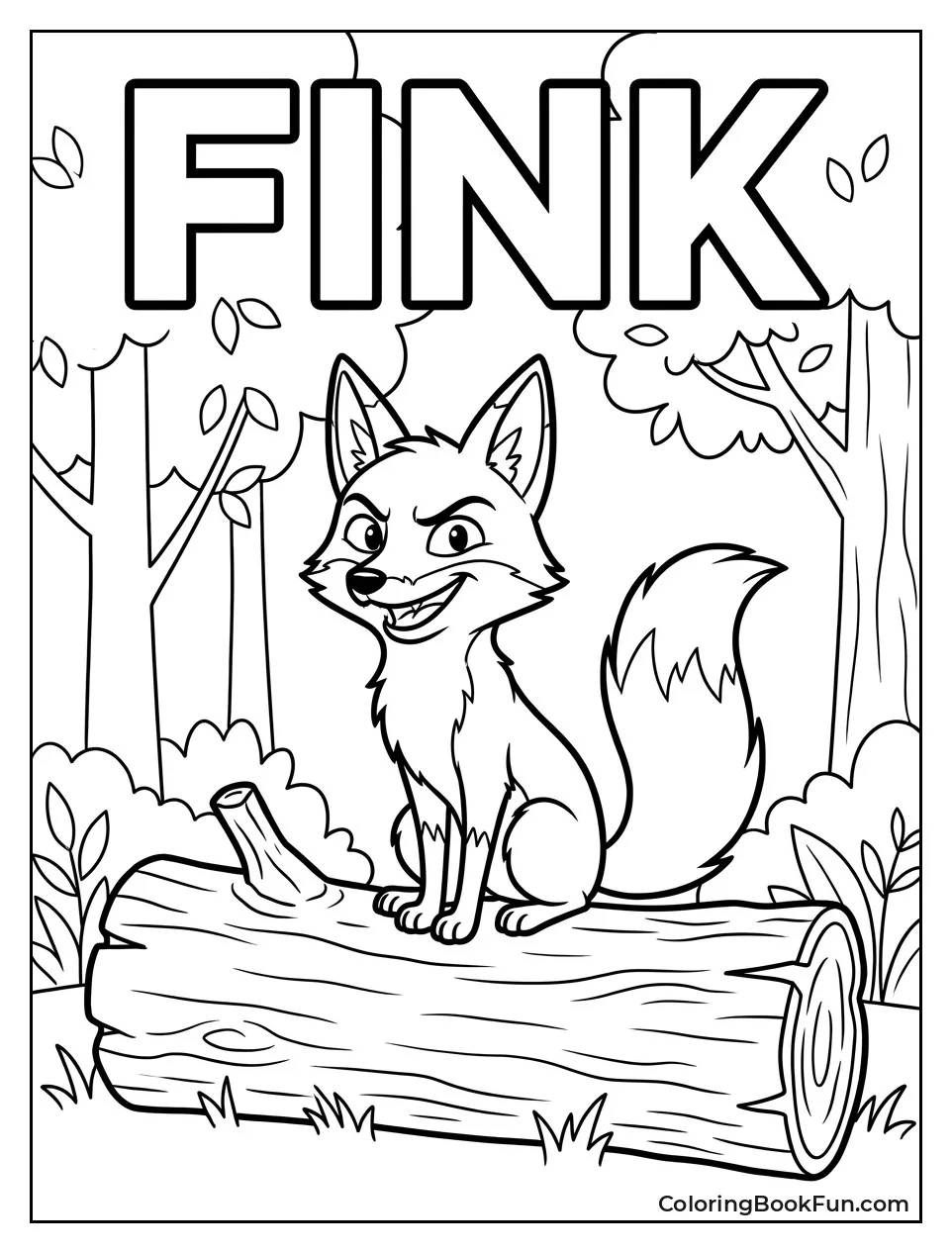 Fox Grins on Fallen Log