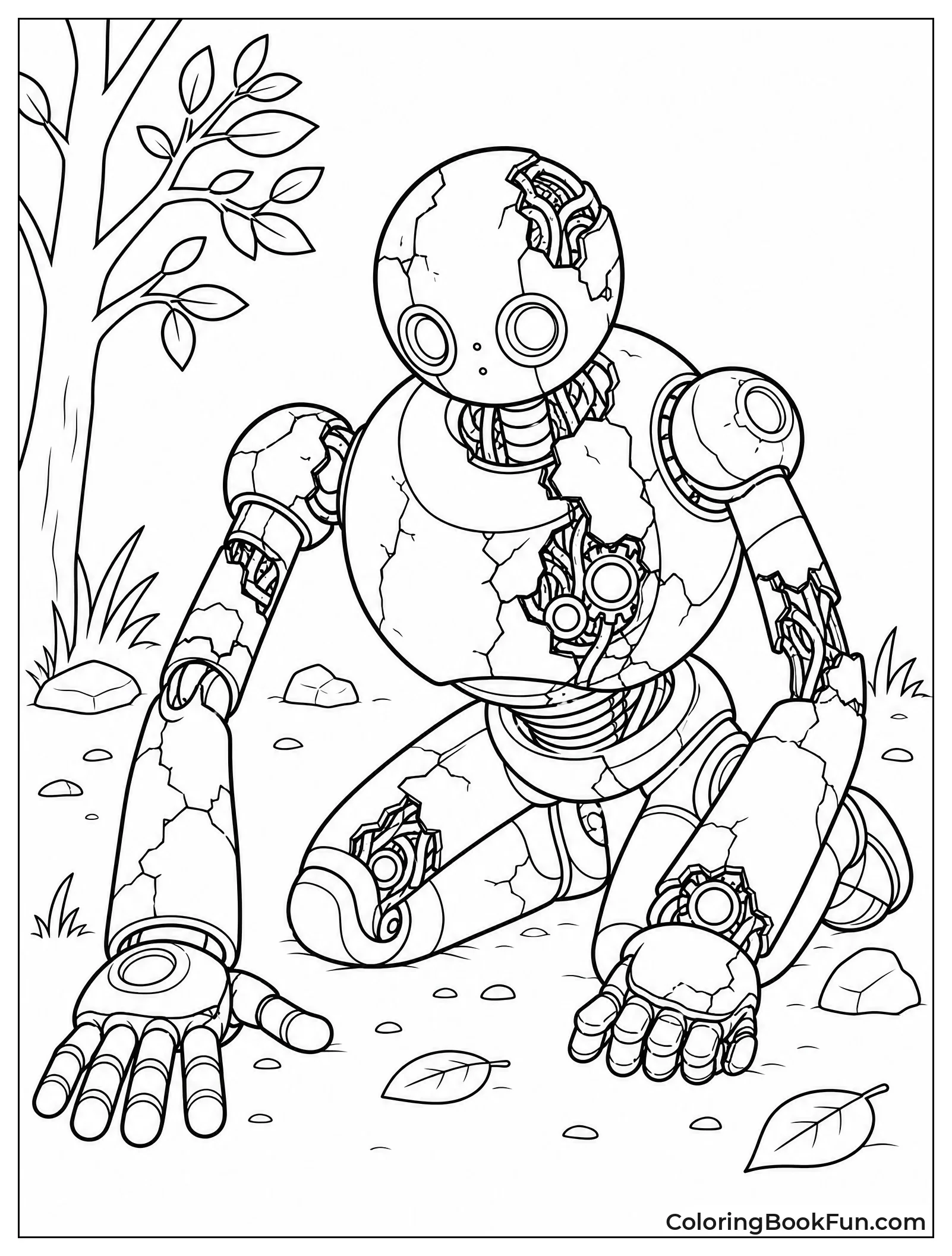 Broken Robot Shows Inner Wires