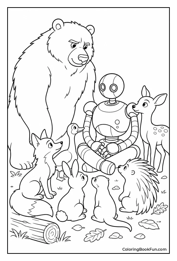 Bear Stands near Friends