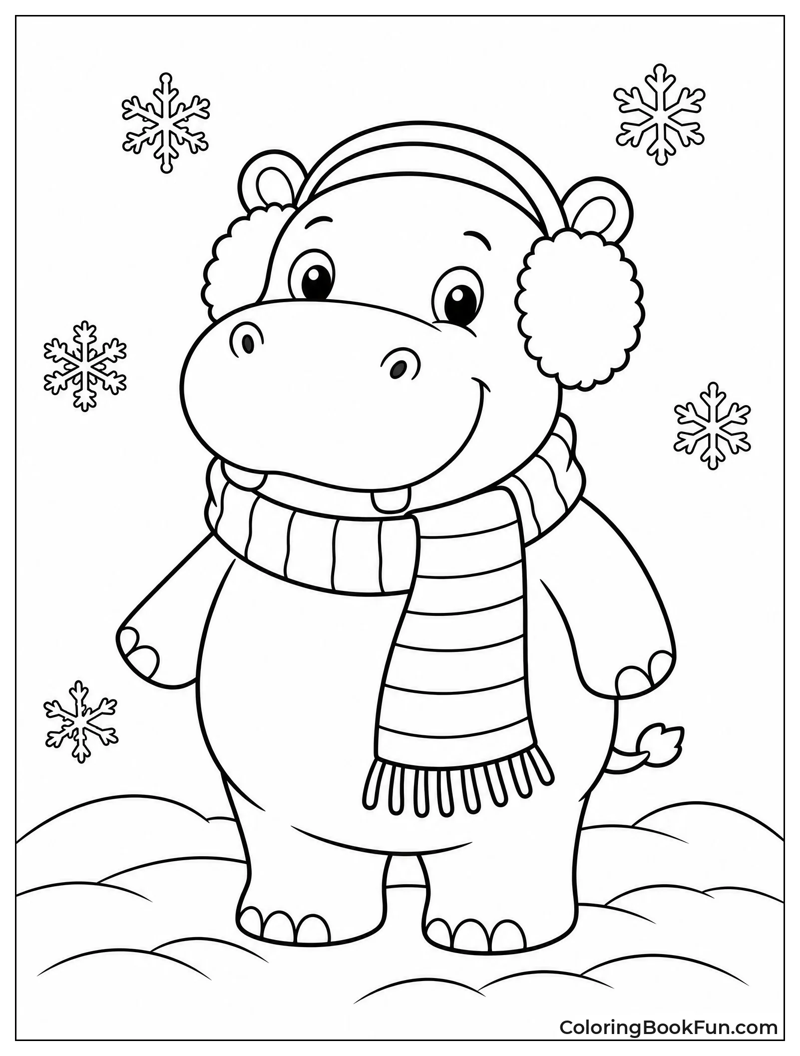 Hippo Wearing a Winter Scarf