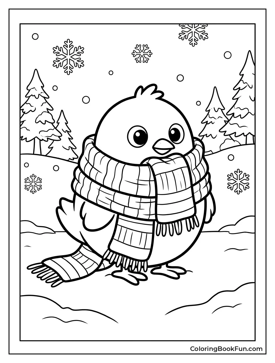 Peep Wearing Striped Winter Scarf