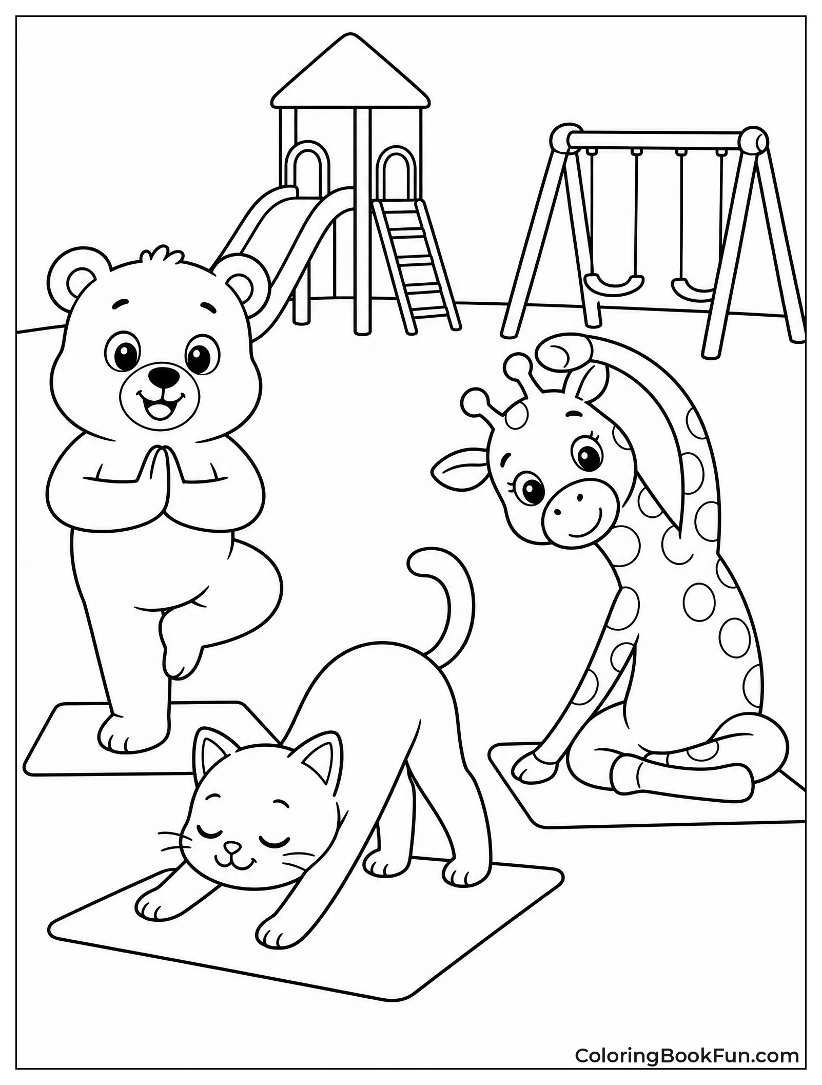 Animals Doing Yoga on Playground
