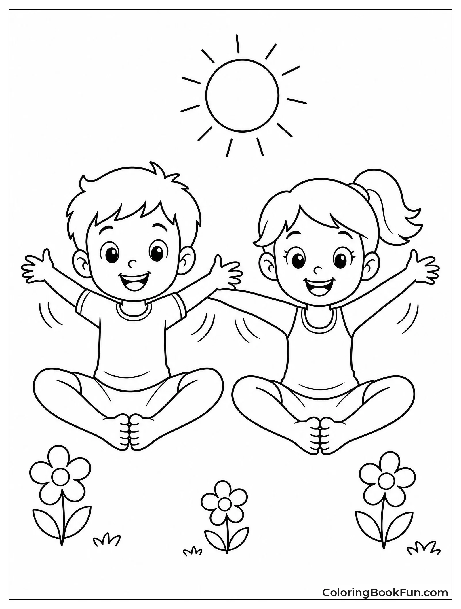 Children Flapping Arms in Butterfly Pose