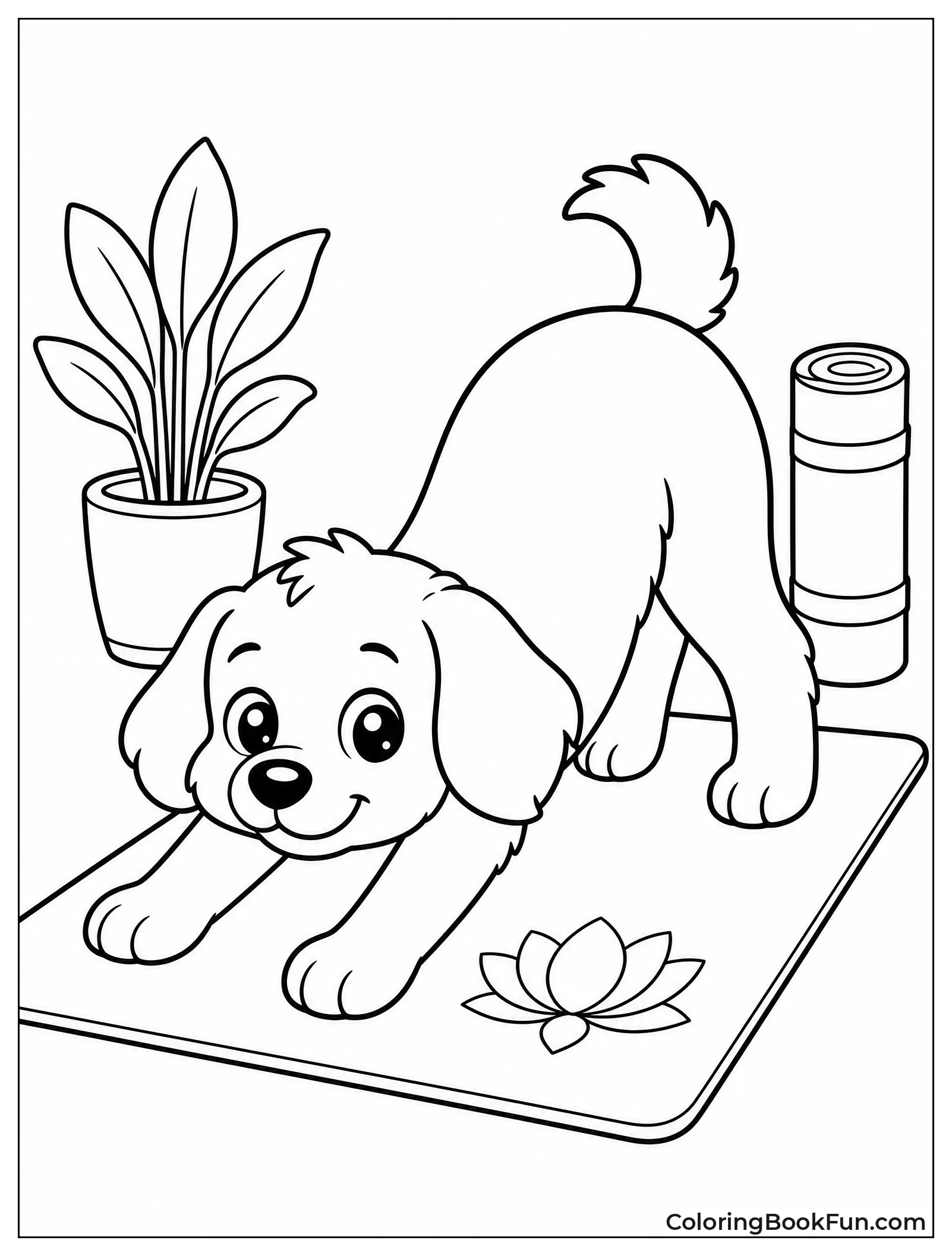 Puppy Stretching in Downward Dog