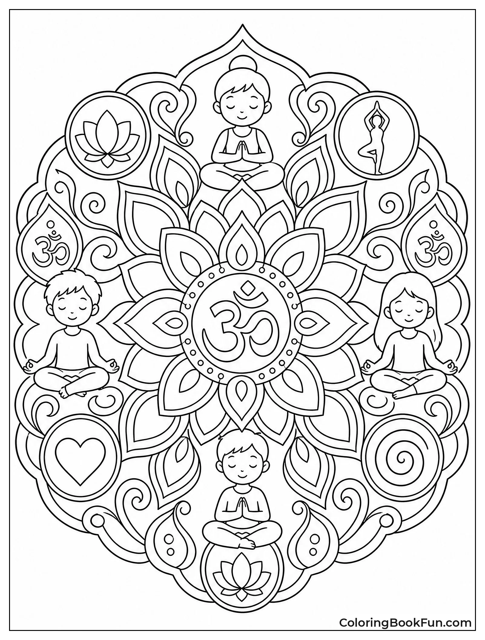 Mandala with Lotus and Meditators