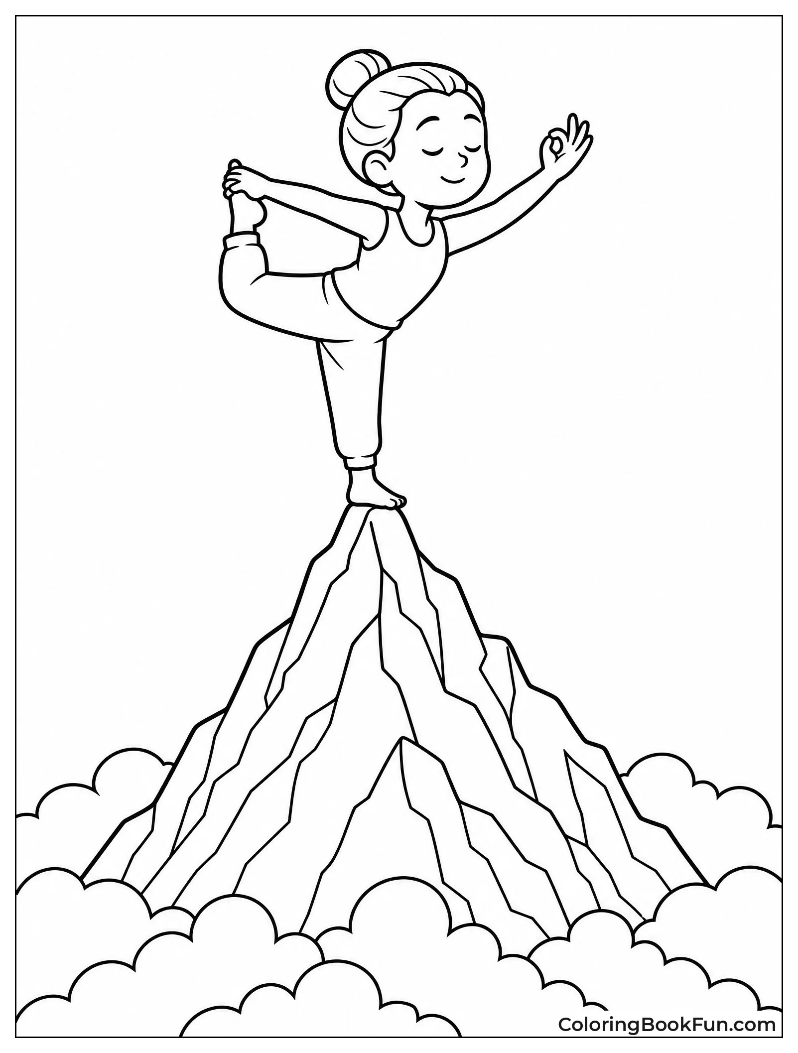 Dancer Pose on Mountain Peak