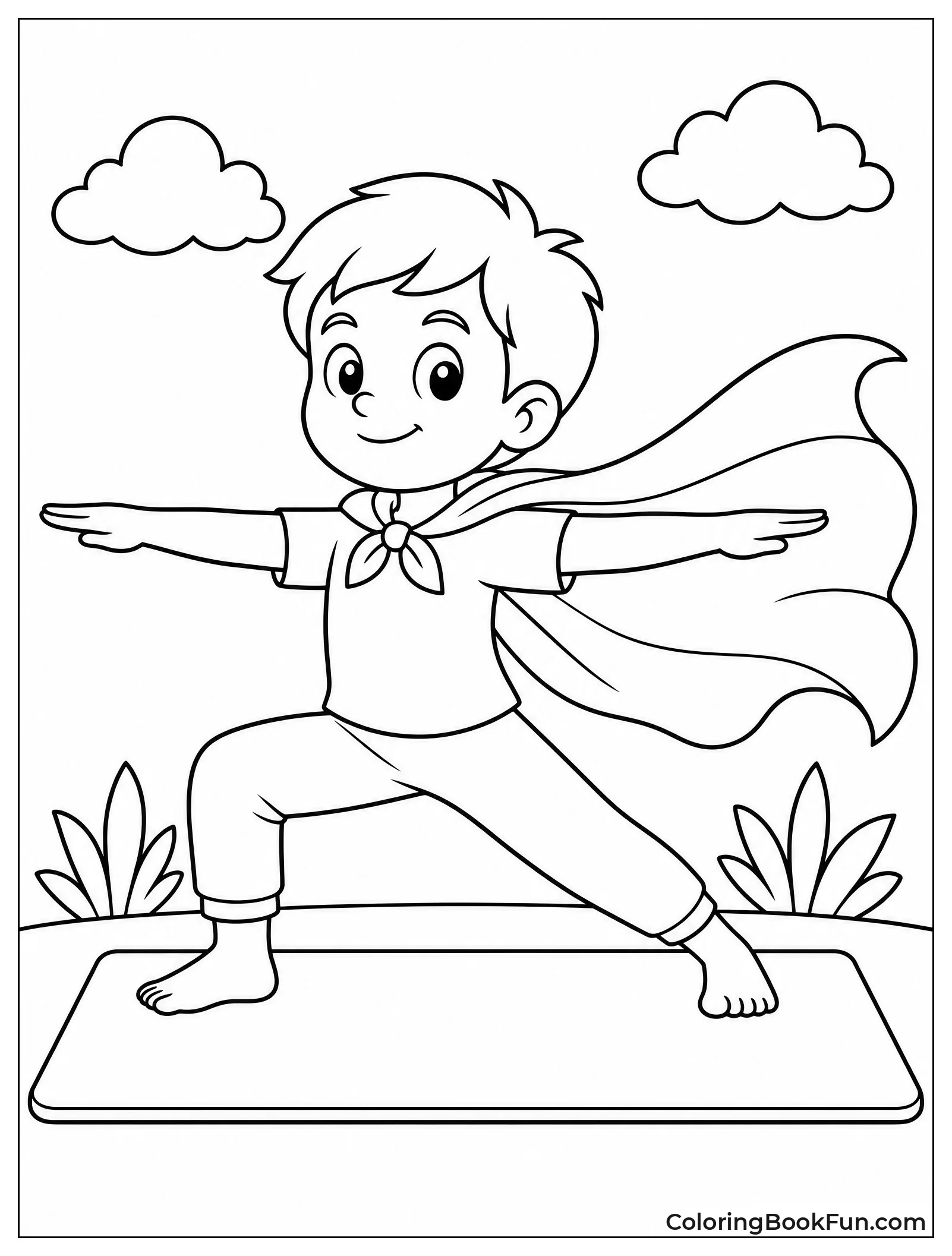 Kid as Warrior Pose Hero