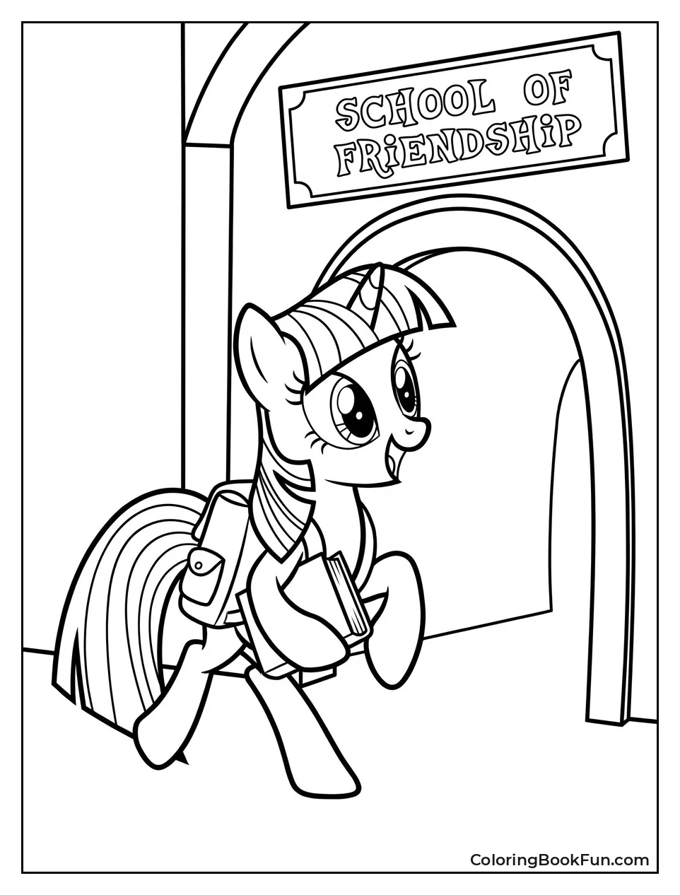 Young Filly Twilight with School Bag