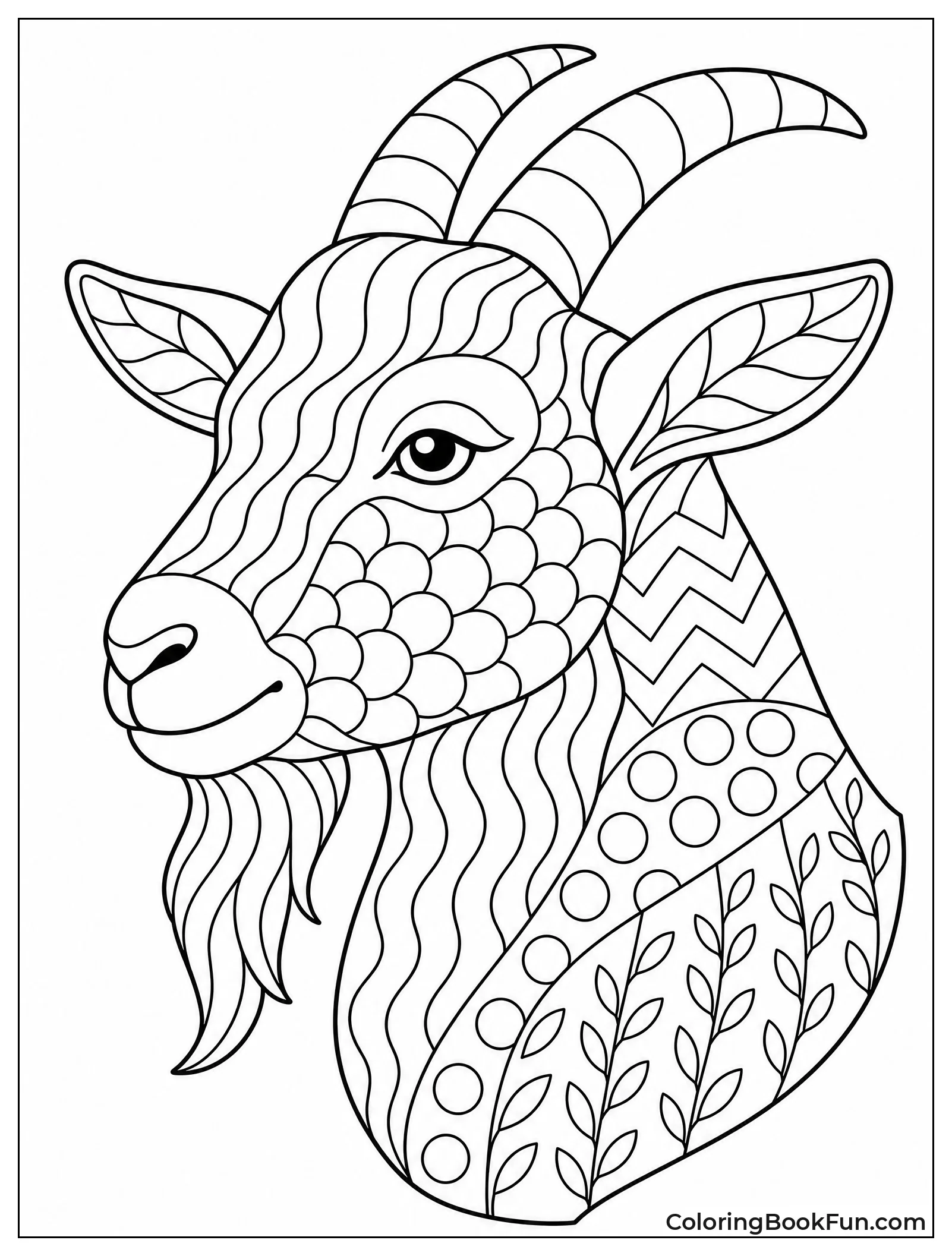 Zentangle Goat Head Profile
