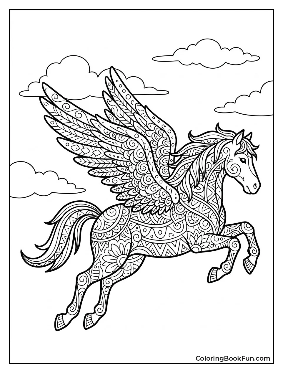Intricate Zentangle Pattern of Pegasus