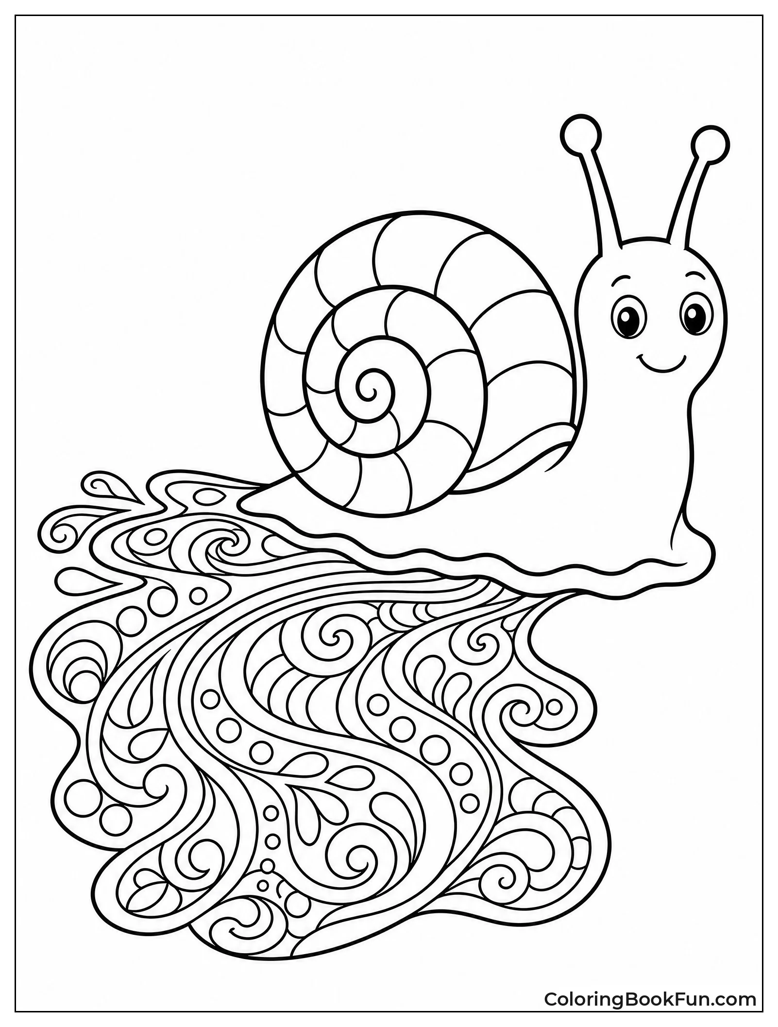 Snail Leaves Zentangle Trail Swirls