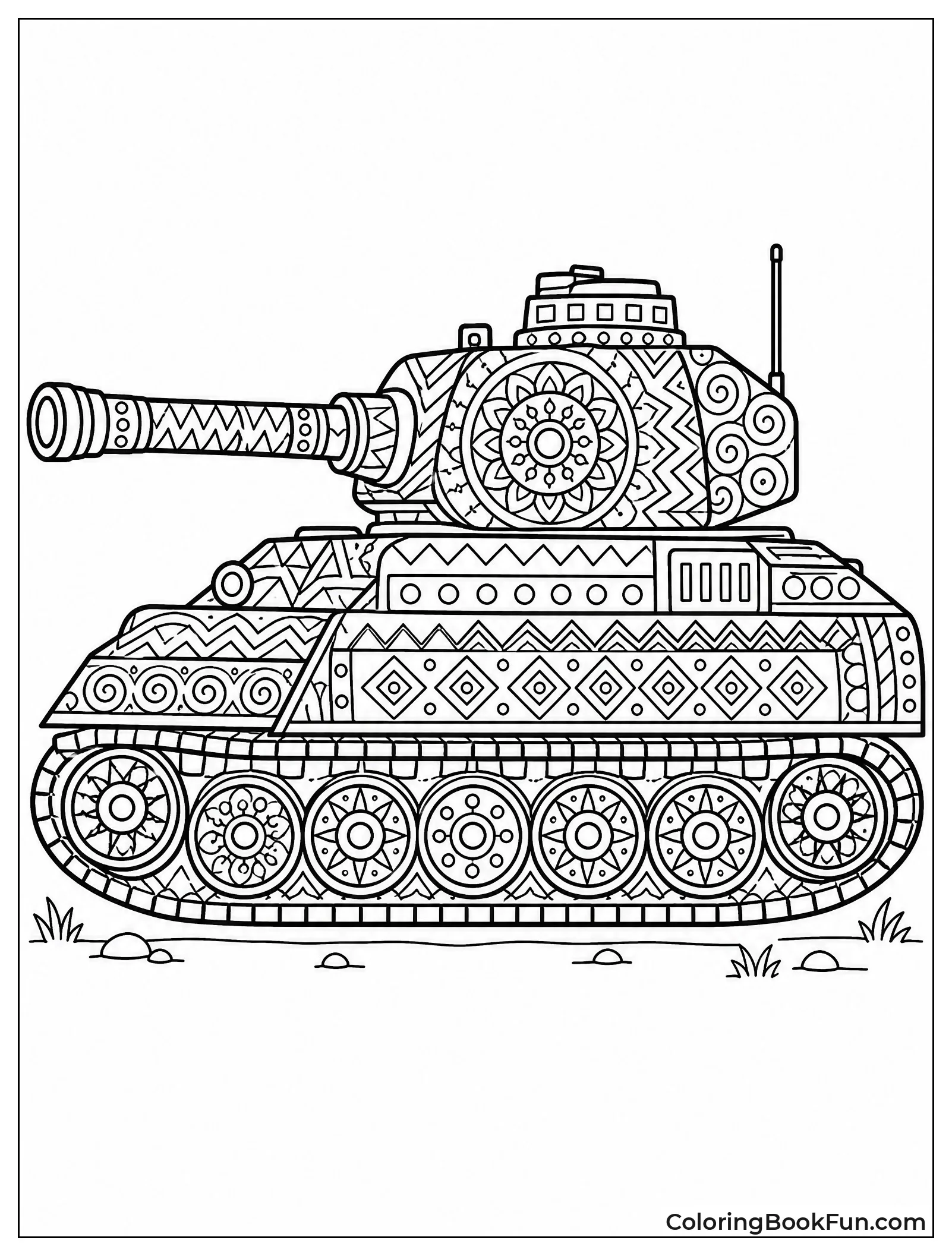 Tank Filled with Swirly Patterns