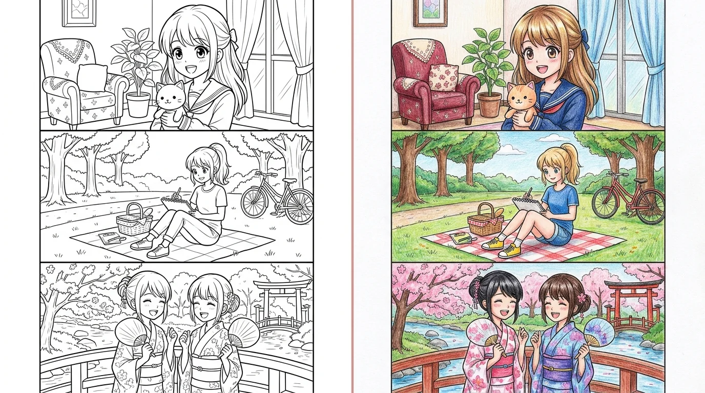 55 Anime Girl Coloring Pages (Free PDFs)