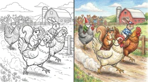 chicken jockey coloring pages