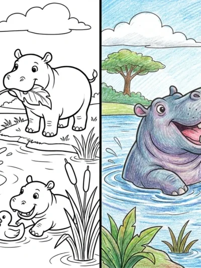 Hippo coloring pages