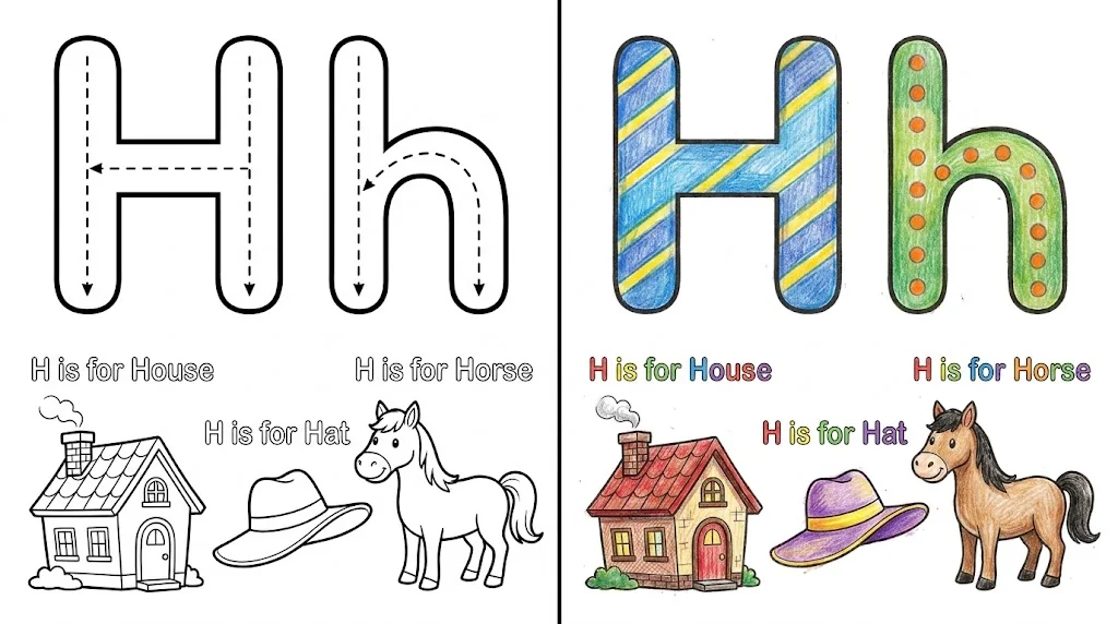 40 Letter H Coloring Pages (Free PDFs)