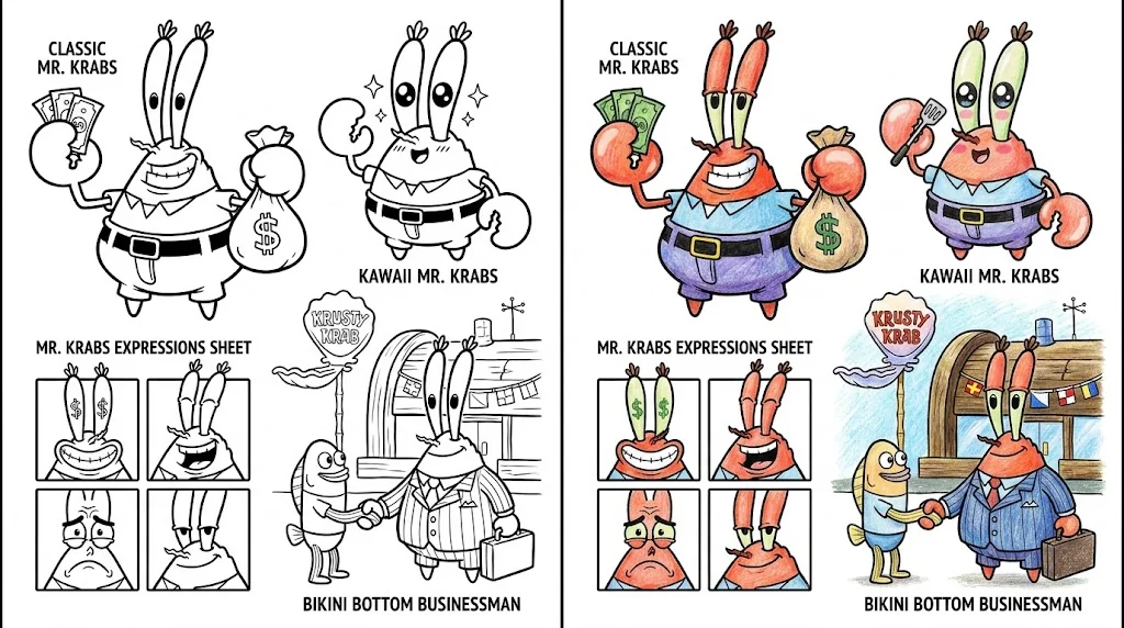 mr krabs coloring pages