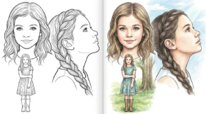 realistic girl coloring pages