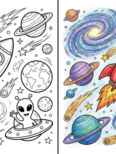Space coloring pages