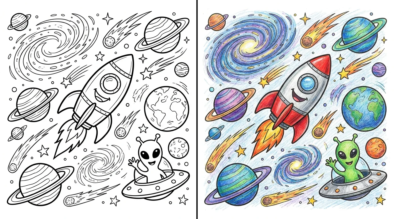 44 Space Coloring Pages (Free PDFs)