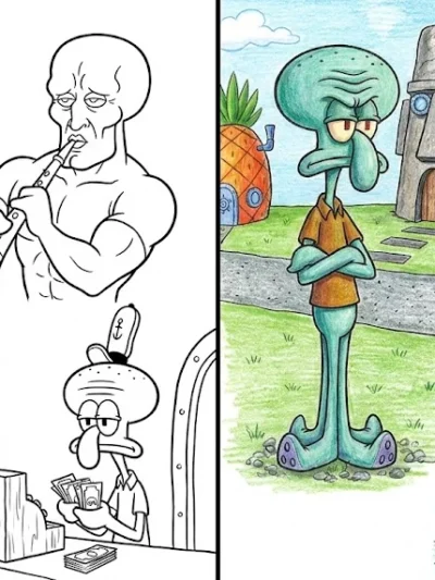 Squidward coloring pages