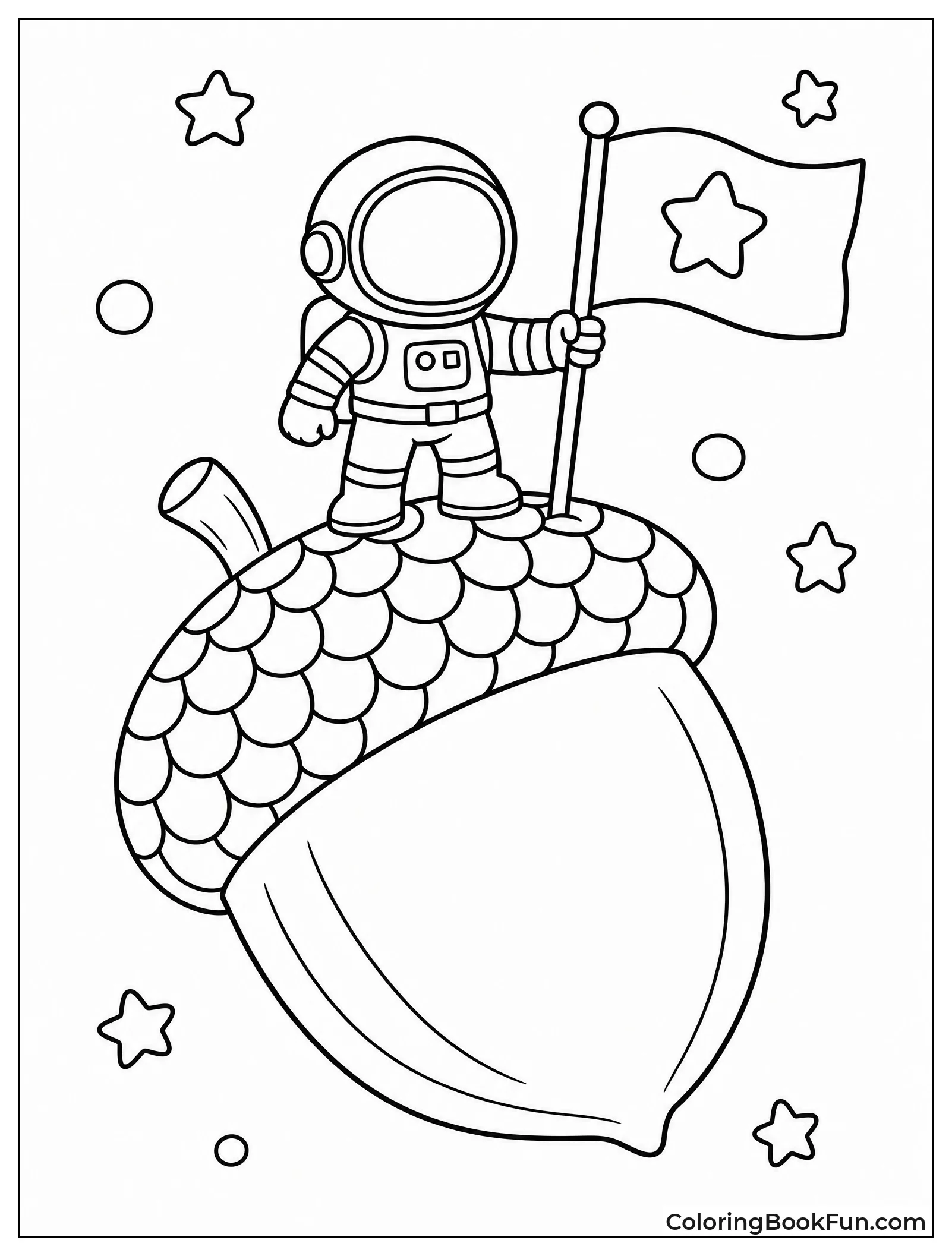 Astronaut Plants Flag On Giant Acorn