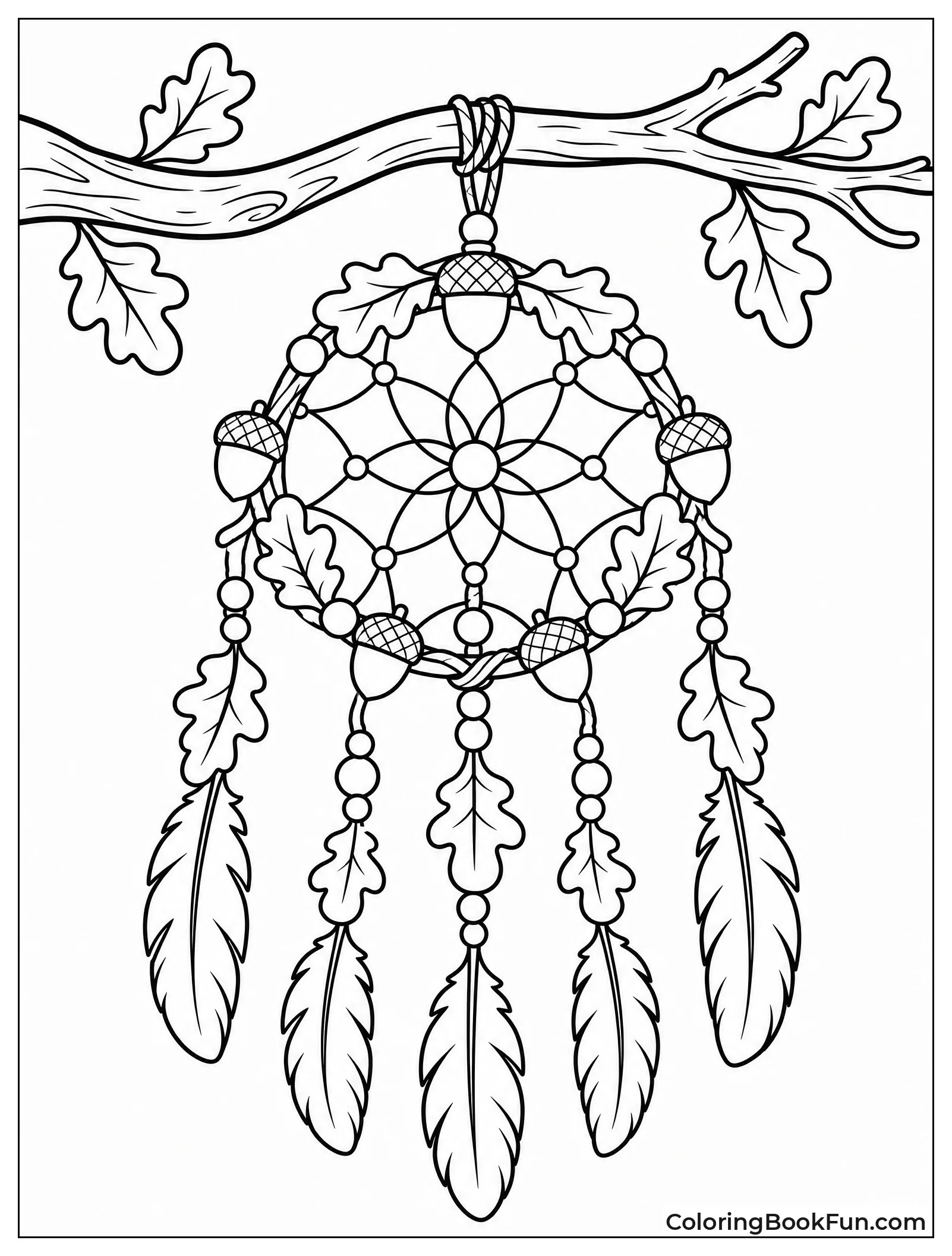 Dreamcatcher Made With Acorns And Leaves