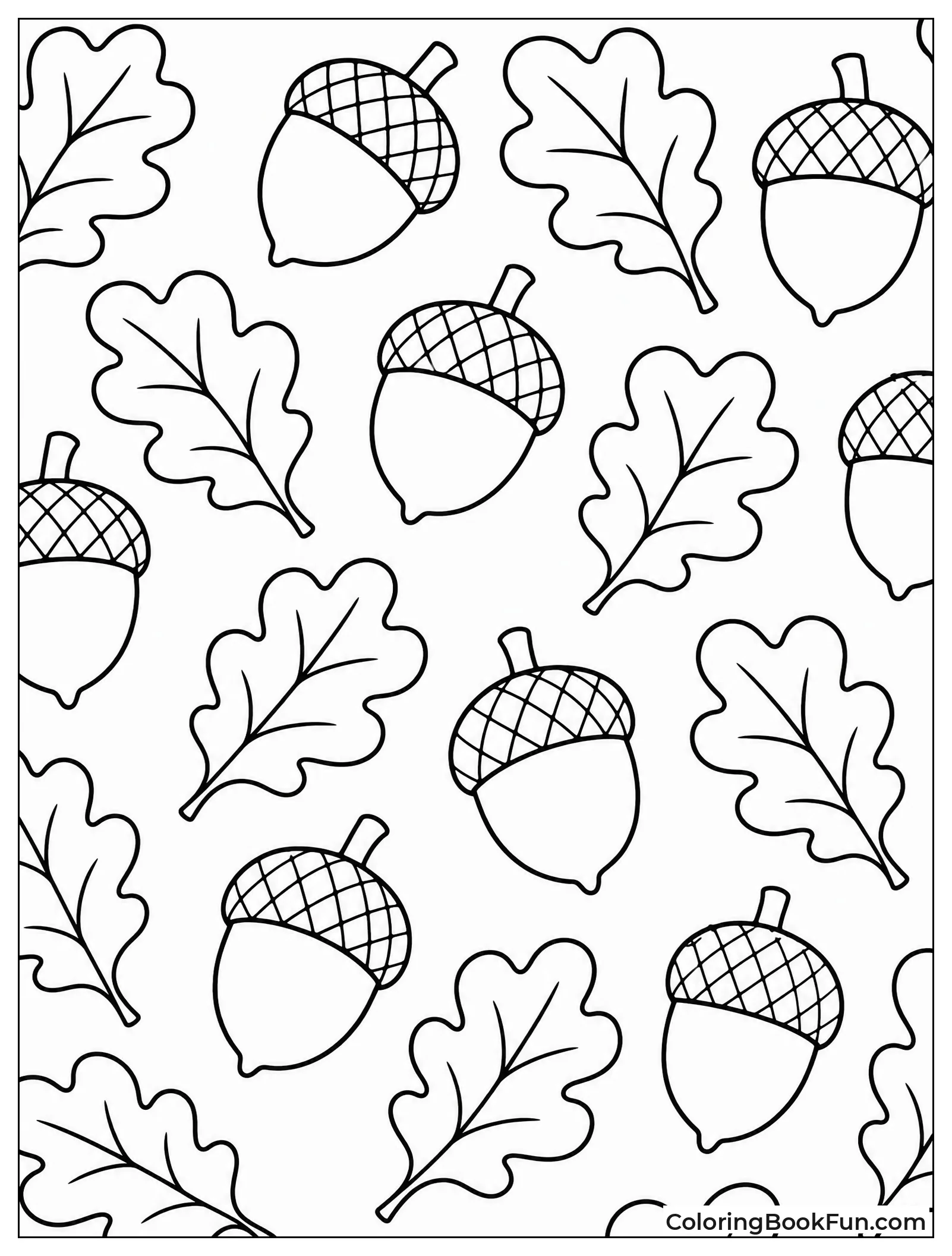 Pattern Tile With Acorns And Leaves
