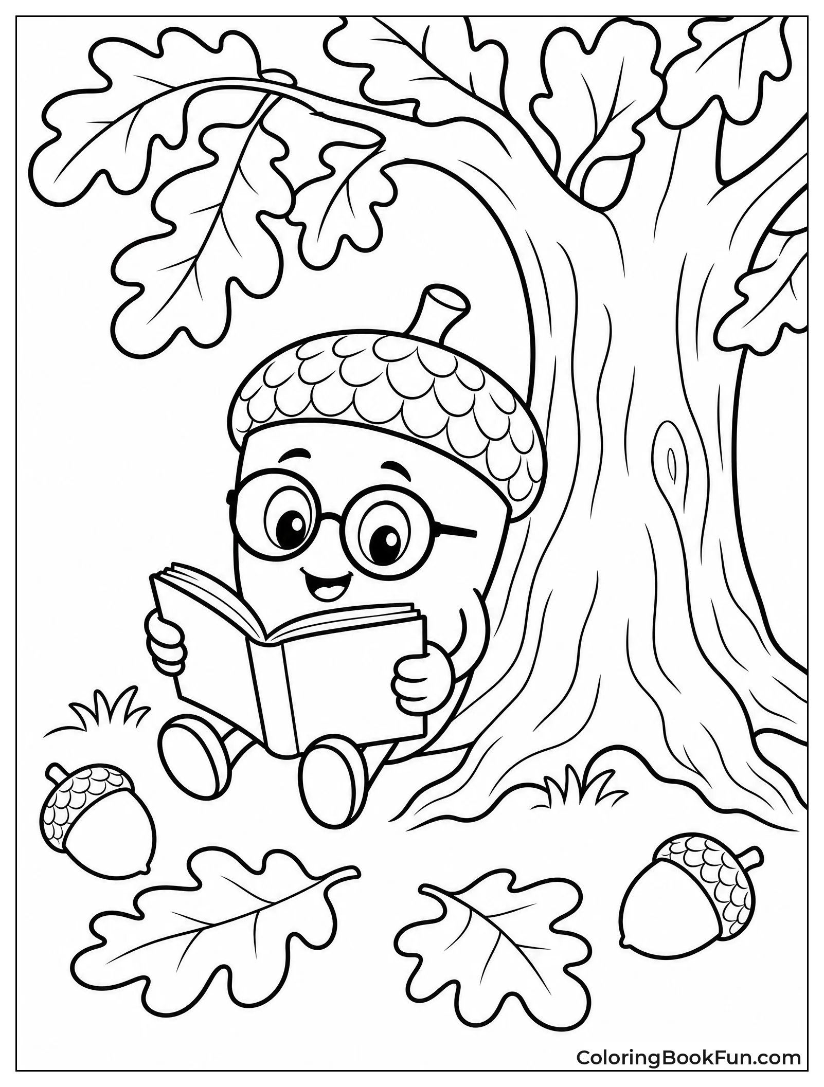 Acorn Reads Book Under Tree