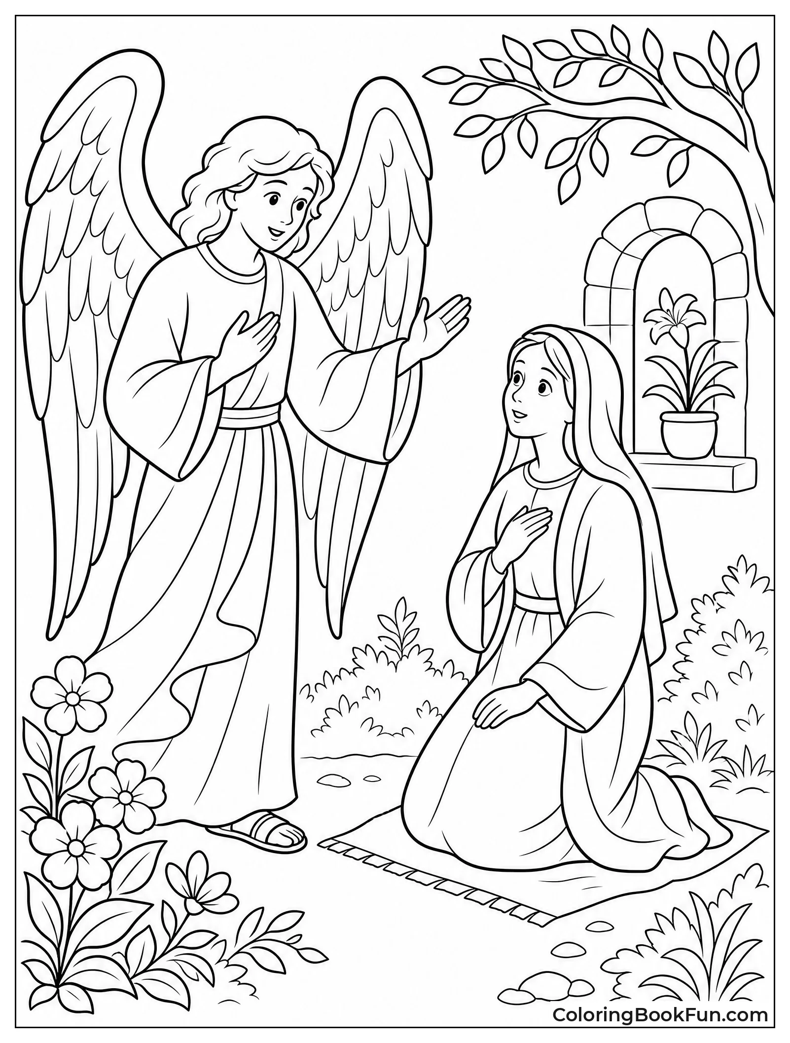 Angel Gabriel Visits Mary in Garden