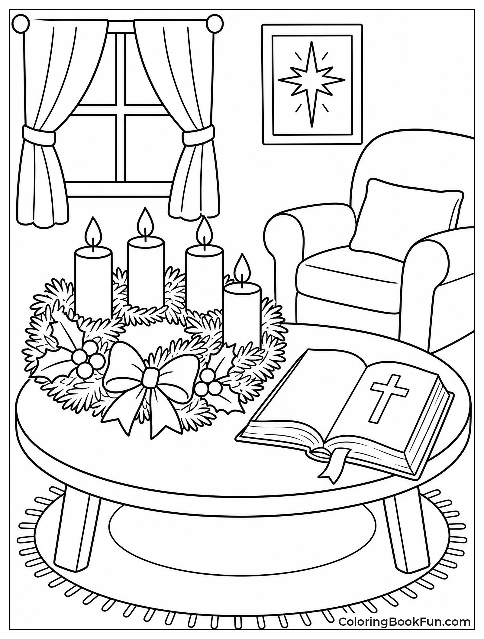 Cozy Evening with Candlelight and Bible
