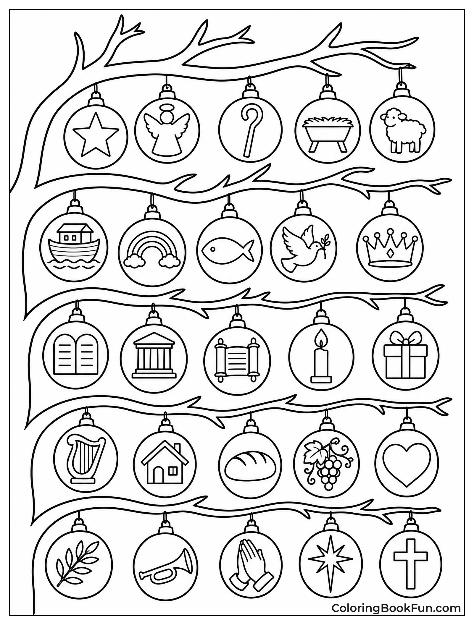 Jesse Tree with Bible Story Ornaments