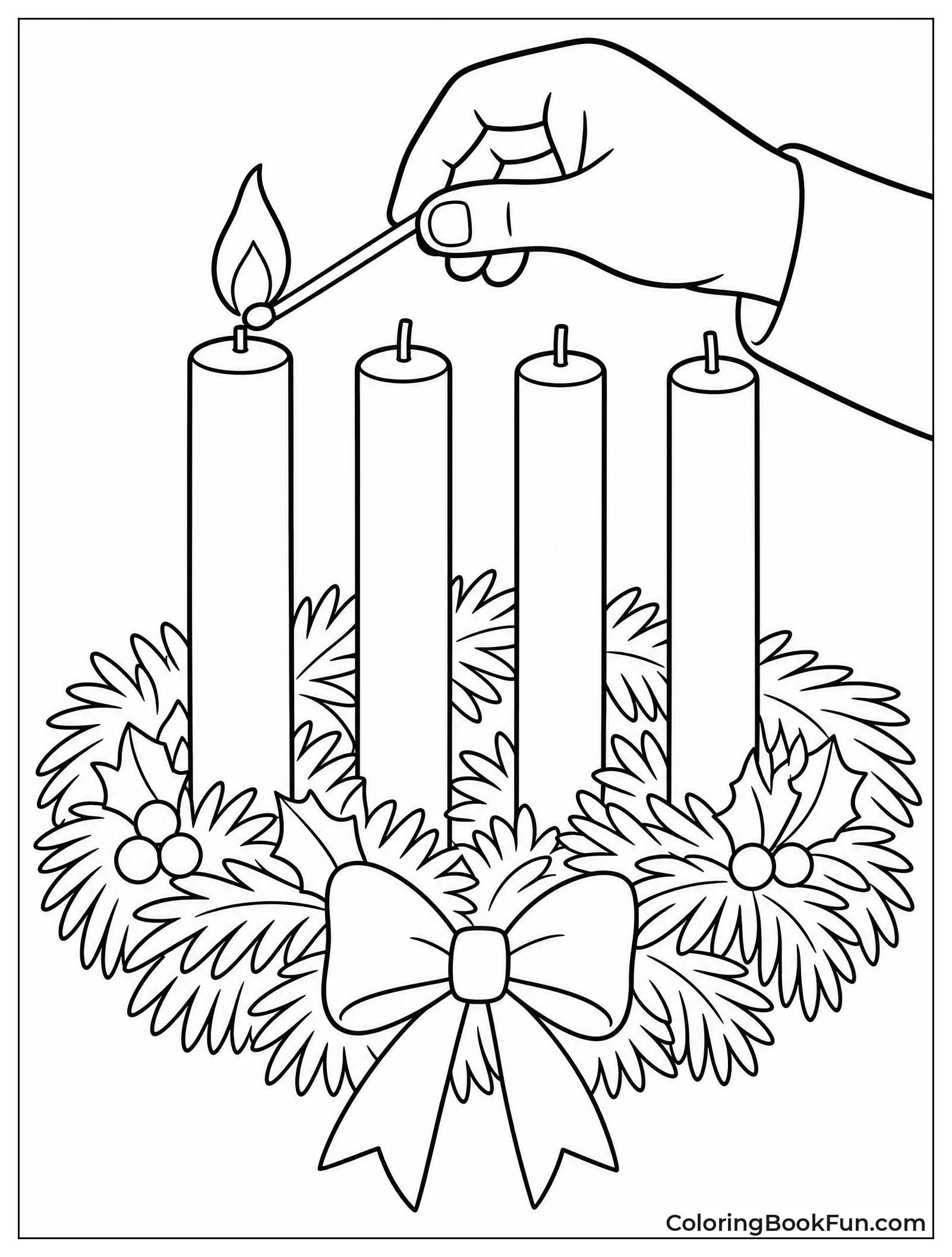 Hand Carefully Lights the First Candle