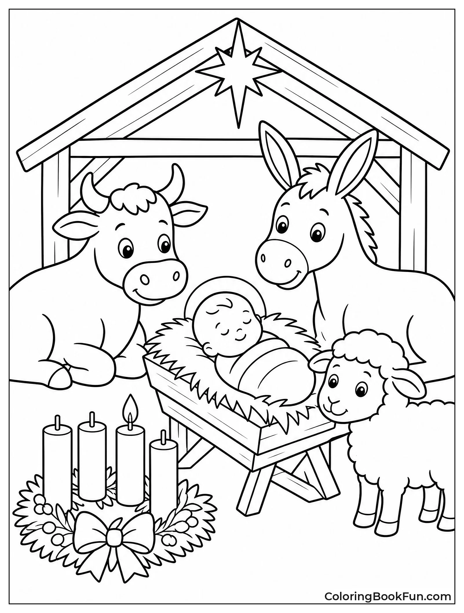 Baby Jesus in Manger with Animals