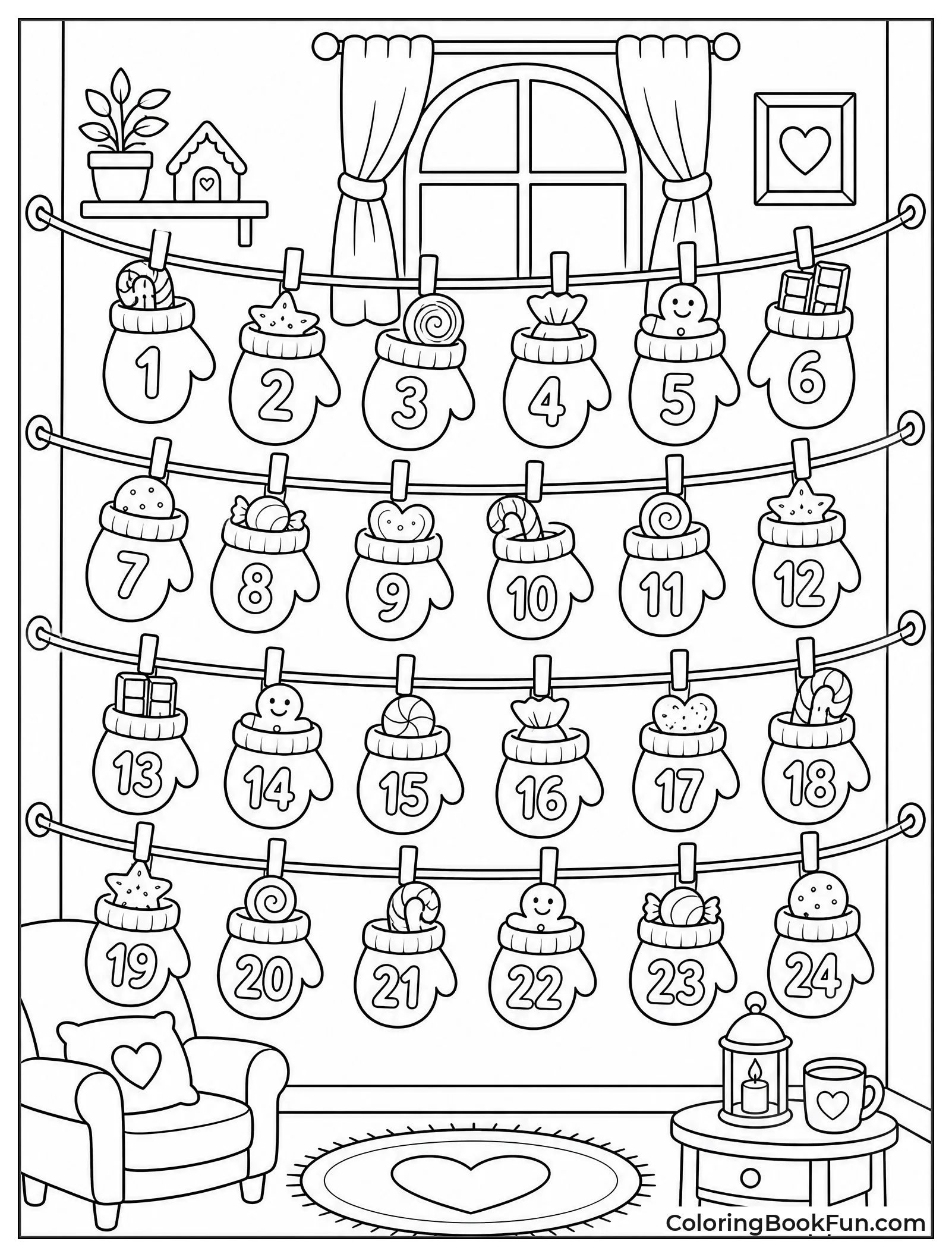 Mitten String Holds Tiny Numbered Treats