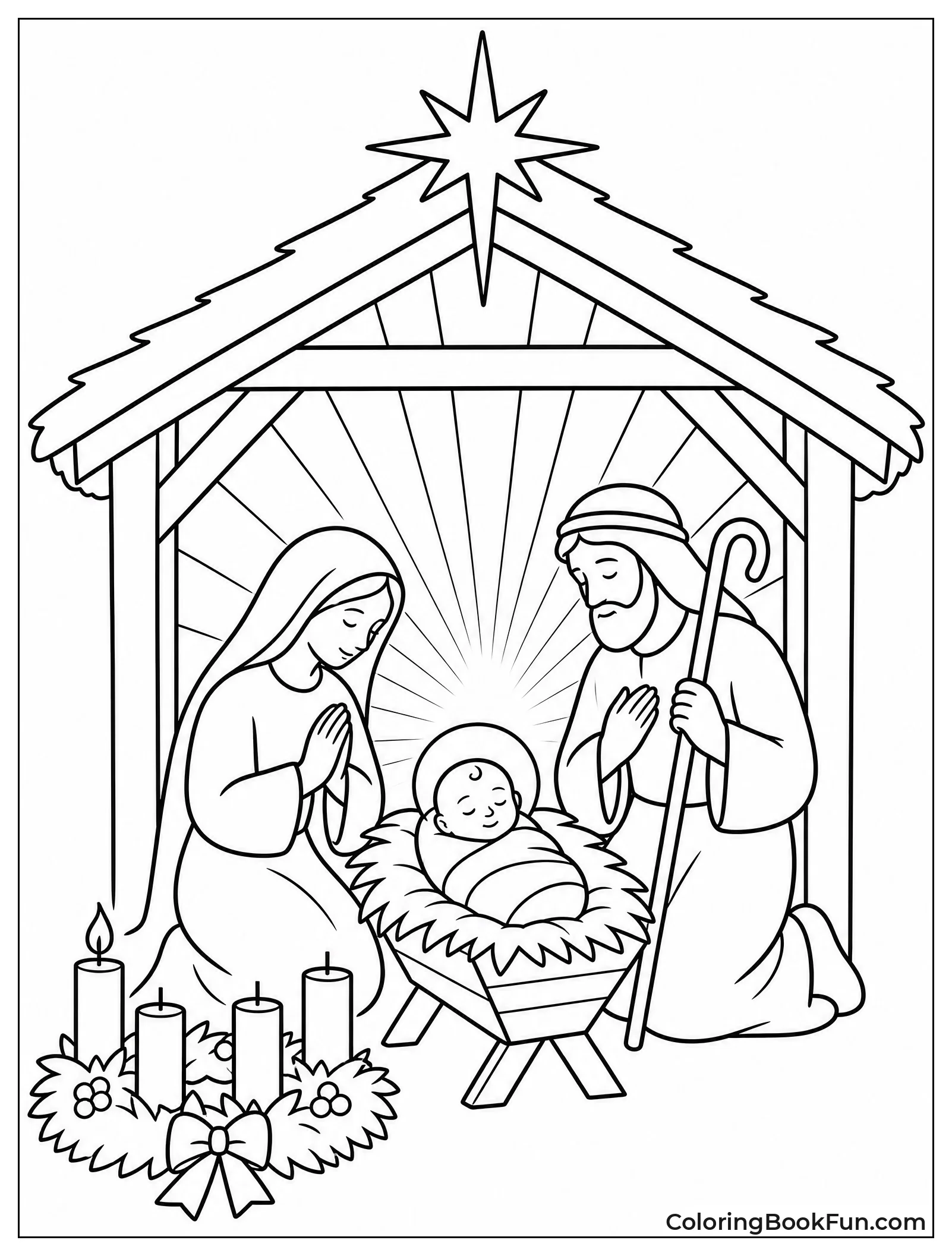 Silhouette of Holy Family in Stable