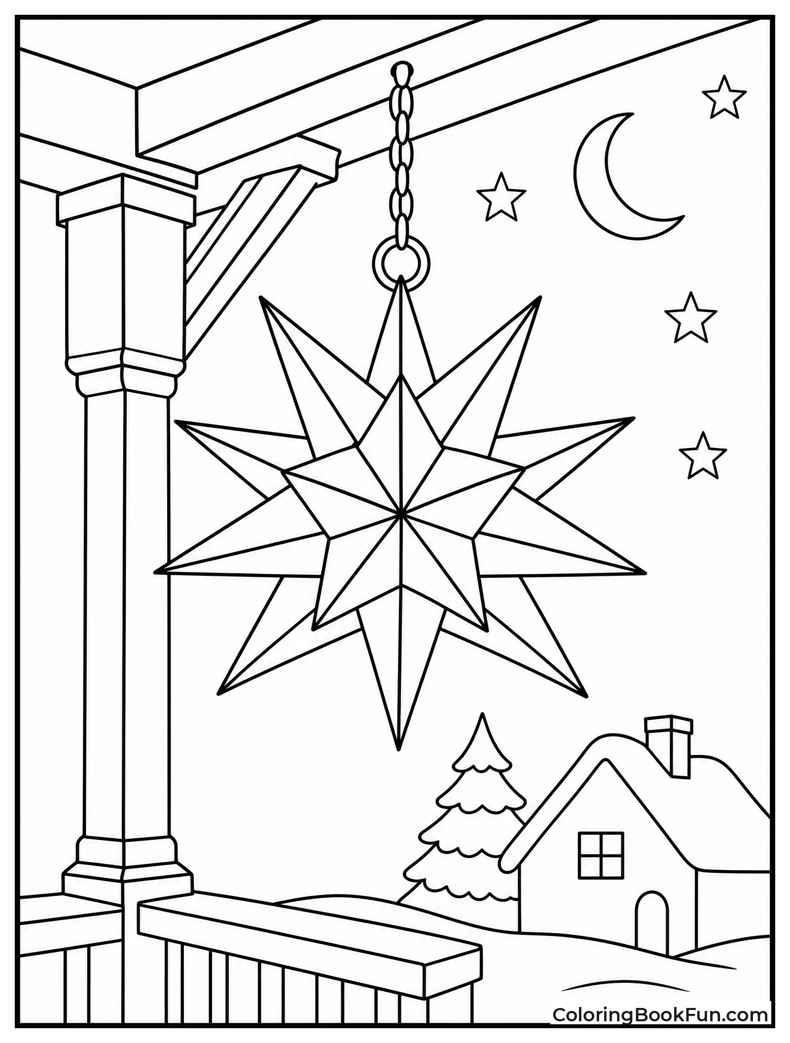 Moravian Star Lantern Glows at Night