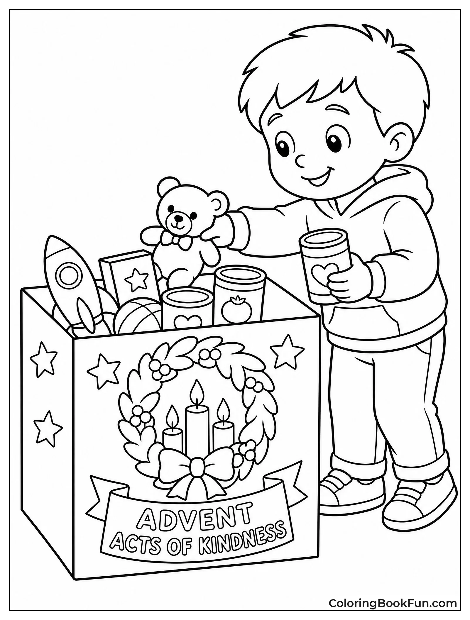 Child Adds Toys to Giving Box