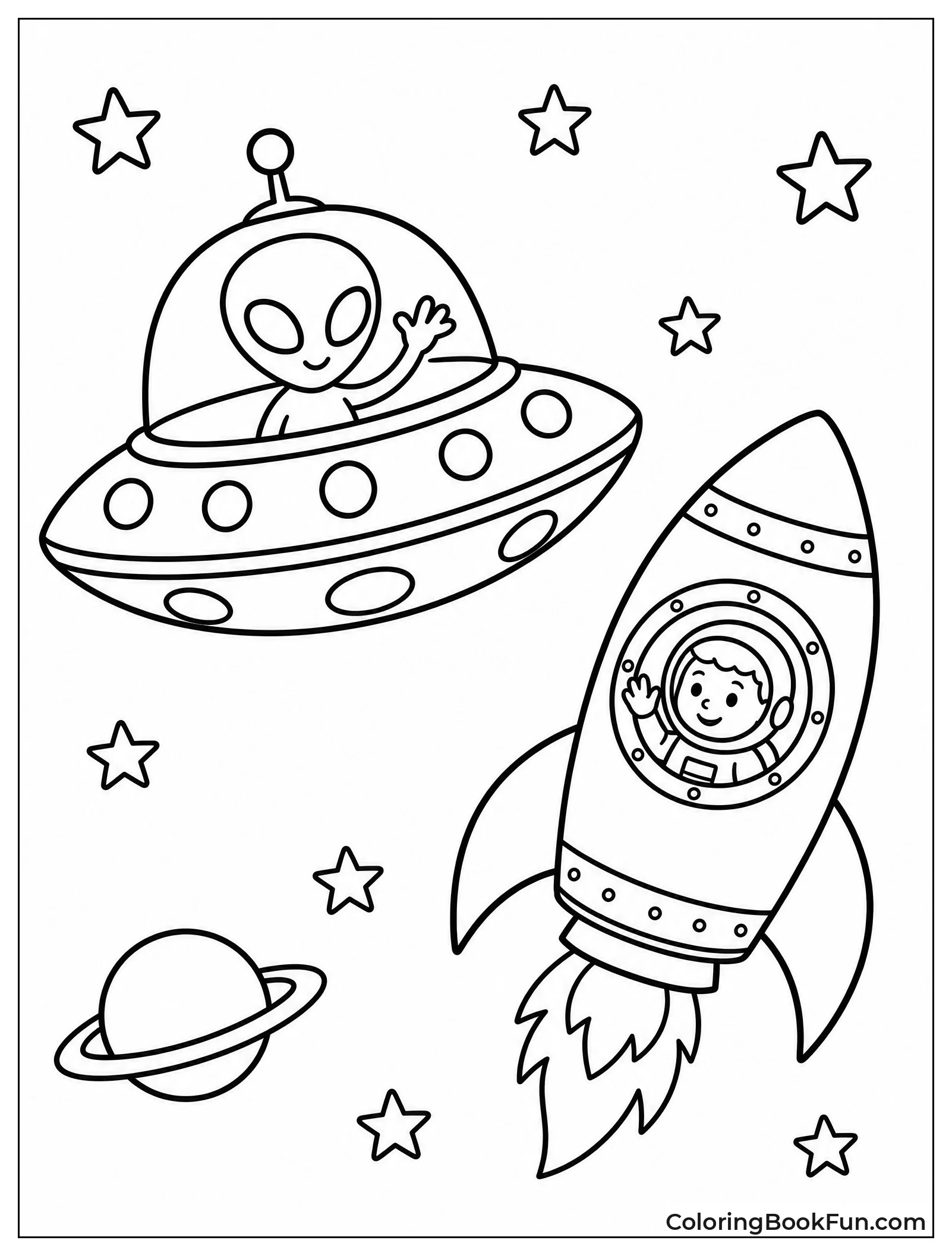 Alien Ship Meeting Human Rocket