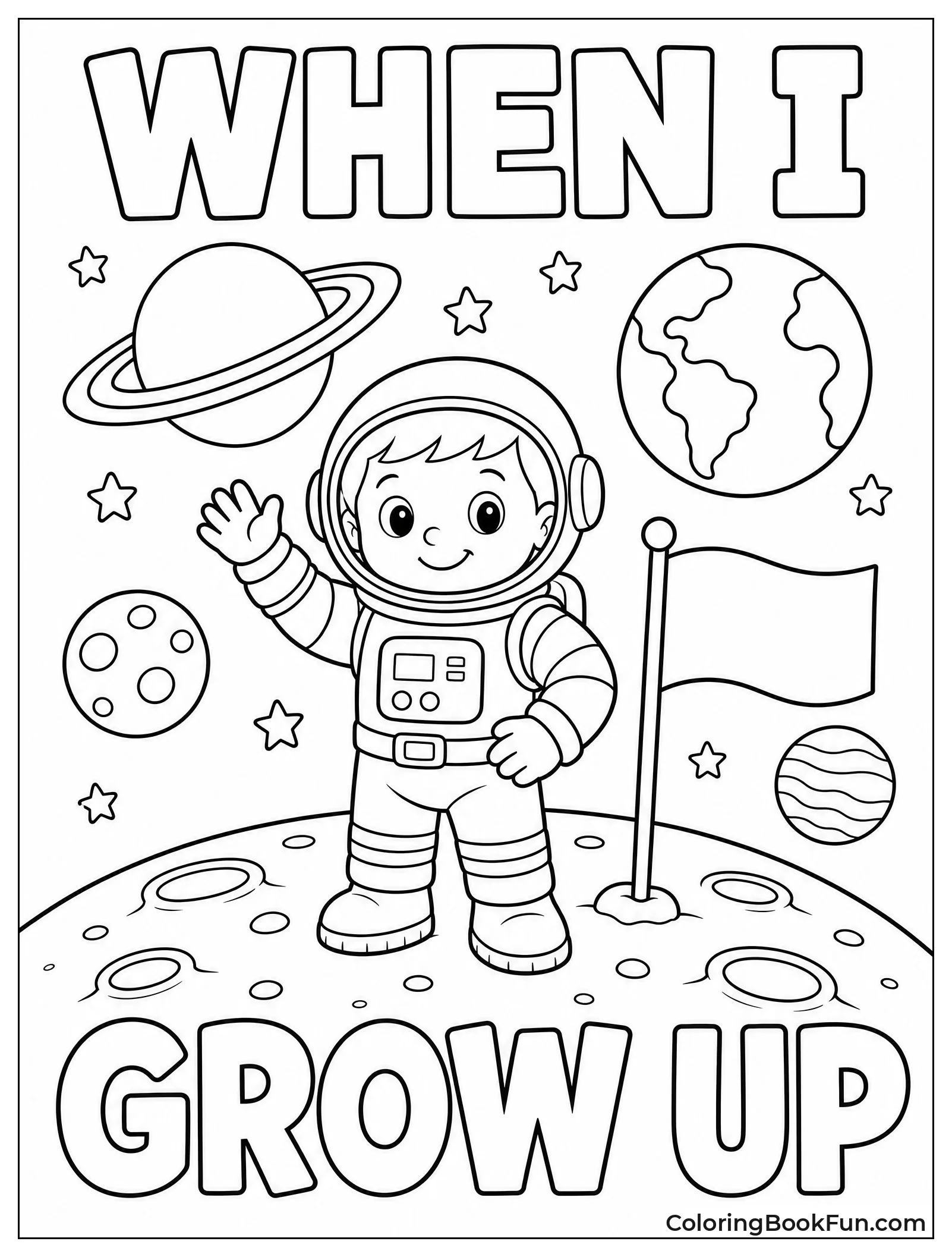 Child Astronaut Standing on Moon