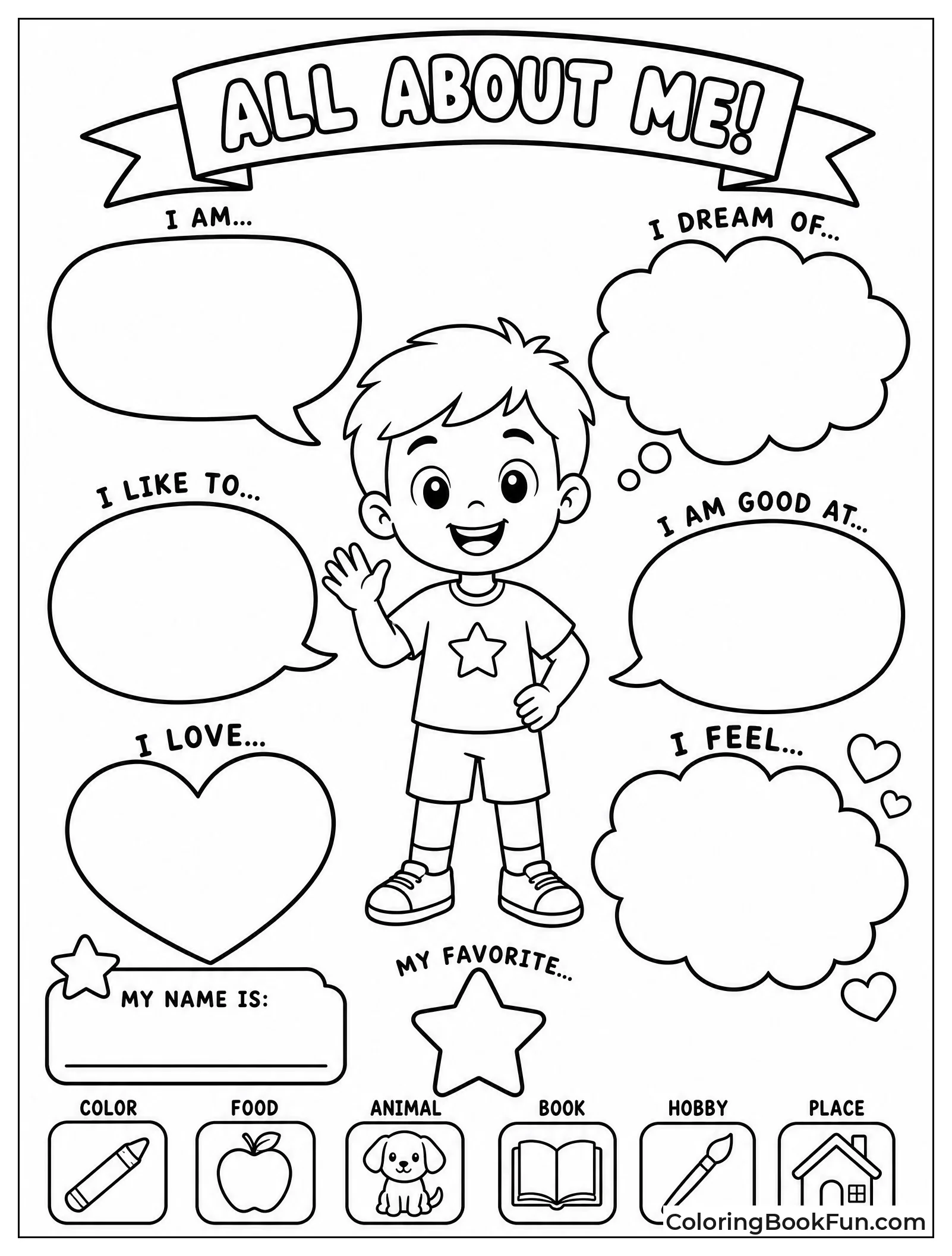 Thoughts in Bubbles Around Kid