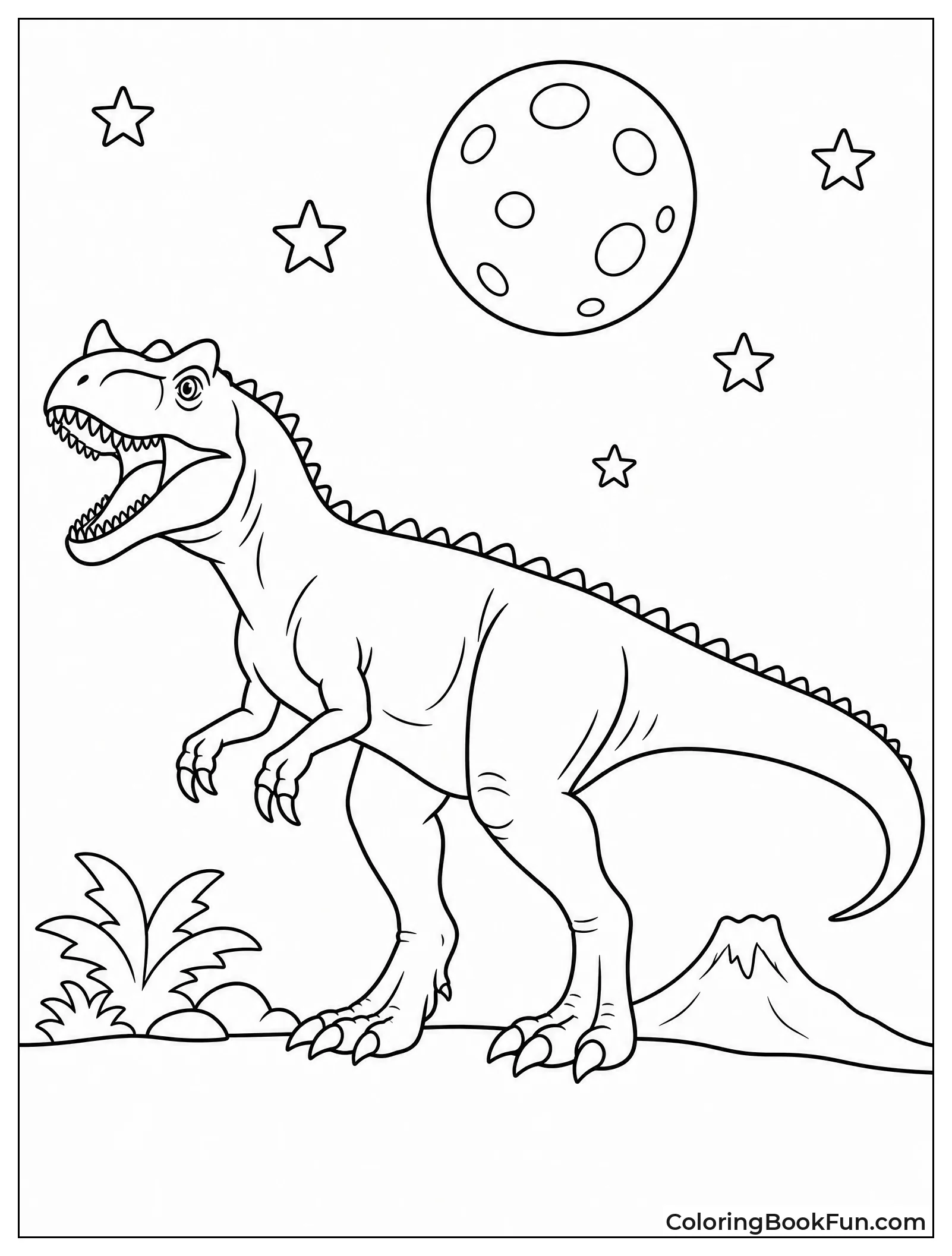 Allosaurus Under Starry Night Sky